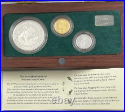 1992 Australia 3 Coin Precious Metal- Eagle Privy Mark, Silver Gold Platinum Set