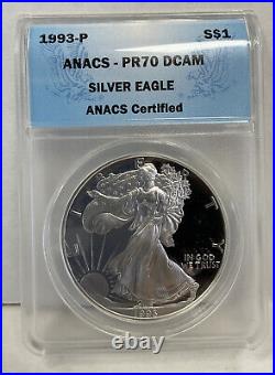 1993-P ANACS PR70 DCAM $1 American Silver Eagle