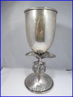 19th C French Sterling Silver Chalice W Eagle Perched Upon A Rock