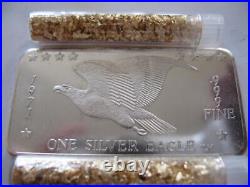 1-oz. 999 Pure Silver Rare 1971 Foster Mint Eagle Bar + Gold $ Crash Insurance