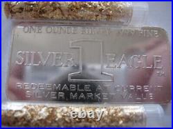 1-oz. 999 Pure Silver Rare 1971 Foster Mint Eagle Bar + Gold $ Crash Insurance