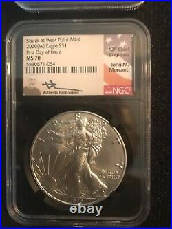 2020 TYPE-1 (9-plus) JOHN MERCANTI SIGNED SILVER EAGLE SPECTACULAR COLLECTION