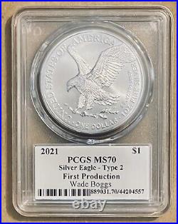 2021 Silver Eagle T2 First Production PCGS PSA MS70 Legends of Life Wade Boggs