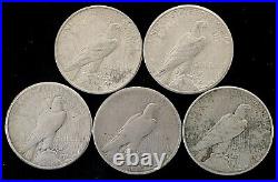 5 Coin San Francisco 1922s-1923s Peace Dollar 90% Silver Eagle Collection Lot