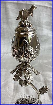 ANTIQUE Judaica 800 Silver Besamin Spice Container With Eagle Lid 122g