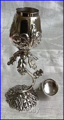 ANTIQUE Judaica 800 Silver Besamin Spice Container With Eagle Lid 122g