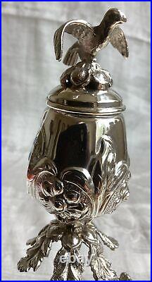 ANTIQUE Judaica 800 Silver Besamin Spice Container With Eagle Lid 122g