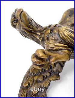 Amazing Antique Eagle Sculpture Statue With Gold And Silver