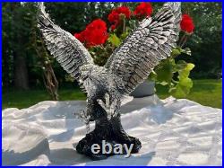Americana Am. Bald Eagle Wildlife Art- Zanfeld, Statue Figurine Silver plate159J
