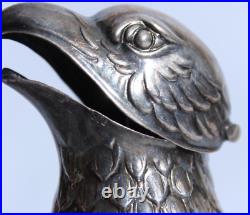 Antique 800 Silver Bald Eagle Liquor Pourer Spout Cork Base Hinged Beak