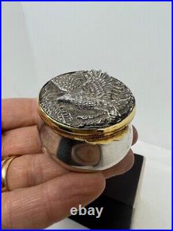 Antique Rare Sterling Silver Vermeil Box Engraved Eagle by Buccellati 20th C