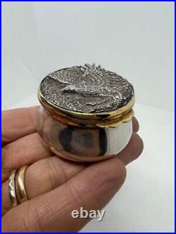 Antique Rare Sterling Silver Vermeil Box Engraved Eagle by Buccellati 20th C