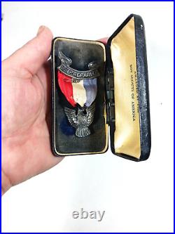 Antique Sterling Silver Eagle Scout Medal Boy Scouts BSA Badge with Case
