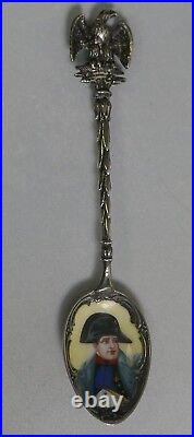 Antique Sterling Silver & Enameled Napoleon Spoon With Eagle Handle Design