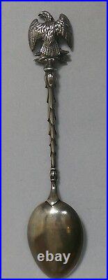 Antique Sterling Silver & Enameled Napoleon Spoon With Eagle Handle Design