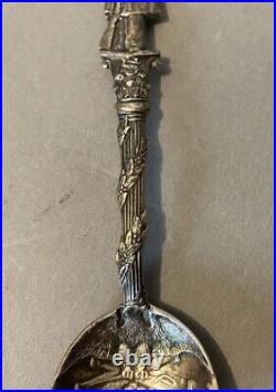 Antique Sterling Silver Patriotic Souvenir Spoon with Soldier & Eagle