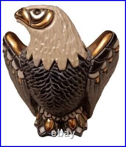 Artesania Rinconada Eagle 18K Gold Blue Glazed Figurine #734 RETIRED URUGUARY
