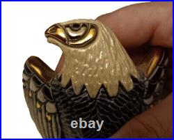 Artesania Rinconada Eagle 18K Gold Blue Glazed Figurine #734 RETIRED URUGUARY