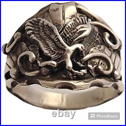 BEST NAVAJO Rosella SANDOVAL Sterling Silver Eagle Ring Sz13