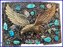 Country Western Eagle Belt Buckle Collectors Native American Navajo Turquoise