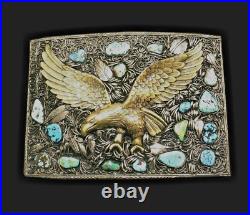 Country Western Eagle Belt Buckle Collectors Native American Navajo Turquoise