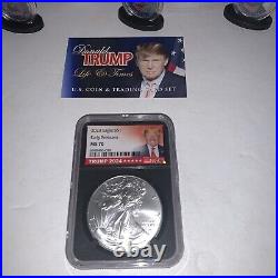 DONALD TRUMP MS70 -1oz Silver Eagle & Life & Times 10 Piece Ultimate Coin &Cards