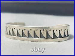 Eagle End Cuff Vintage Navajo Sterling Silver Waterwave Bracelet