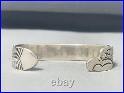 Eagle End Cuff Vintage Navajo Sterling Silver Waterwave Bracelet