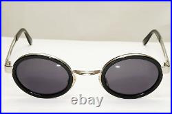 Emporio Armani Sunglasses 1997 Vintage Black Silver Oval Eagle 057-S 986