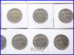 GERMAN 25x 5 REICHSMARK 1936 1939 SWASTIKA Silver 3RD WW2 Coin Collection MARK