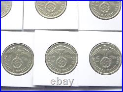 GERMAN 25x 5 REICHSMARK 1936 1939 SWASTIKA Silver 3RD WW2 Coin Collection MARK