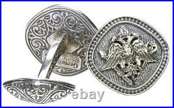 Gerochristo 7105- Double Headed Eagle Byzantine Sterling Silver Cufflinks