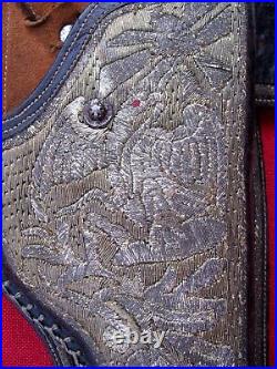 Gold & Silver Eagle Fine Fancy Antique Hand Embroiderd Matching Auto Gun Rig