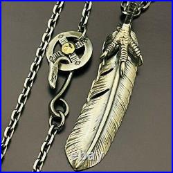 Goro'S Silver Claw Extra Large Feather Chain With Gold Metal Eagle Hook