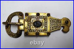 Gothic Silver And Pure Gold Buckle With Eagle Green Agate Lion And Carnelian