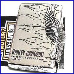 Harley Davidson HDP-04 Eagle Side Metal Silver Lighter Japan Zippo MIB