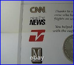 LUCITE PAPERWEIGHT CNN Headline News 1982 SILVER EAGLE COIN 1Troy Oz. 999 Fine