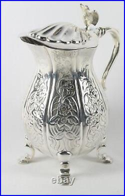 Large Silver Plated Pitcher Jug Hand Chased Eagle Falcon Handle Collectable