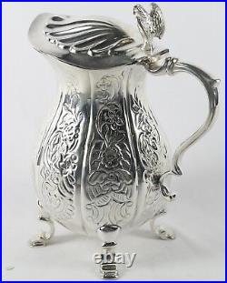 Large Silver Plated Pitcher Jug Hand Chased Eagle Falcon Handle Collectable