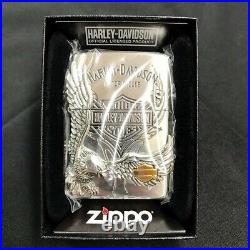 Limited Zippo Oil Lighter Harley Davidson Bald Eagle Emblem Silver HDP-16