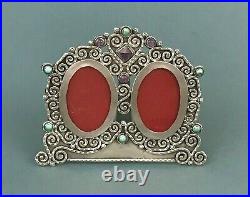 Mexico Eagle 925 Sterling Silver Turquoise Amethyst Gemstones Dual Photo Frame