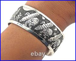 Navajo Bracelet Sterling Silver Bald Eagle size 6.75 Native Jewelry NA Becenti