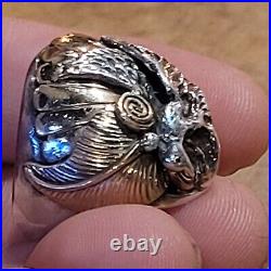 Navajo Sterling Silver Mens Eagle Ring Sz 10.25