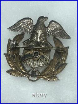 Navy Badge Vintage Antique US Military Sterling Silver Eagle Anchor Pin