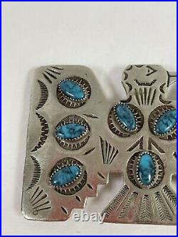 Nickel Silver And Turquoise Eagle Belt Buckle BK Silversmith Preowned