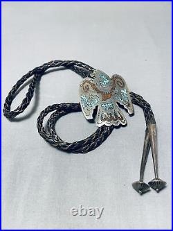 Noteworthy Vintage Navajo Turquoise Sterling Silver Eagle Bolo