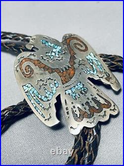 Noteworthy Vintage Navajo Turquoise Sterling Silver Eagle Bolo