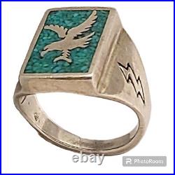 Old Carlisle Jewelry Albuquerque Sterling Silver Eagle Crushed Inlay Ringsz10