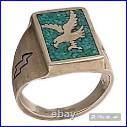 Old Carlisle Jewelry Albuquerque Sterling Silver Eagle Crushed Inlay Ringsz10