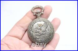 Old Vintage Eagle Pocket Watch Golden and Silver Tone HJ Brand Collectible